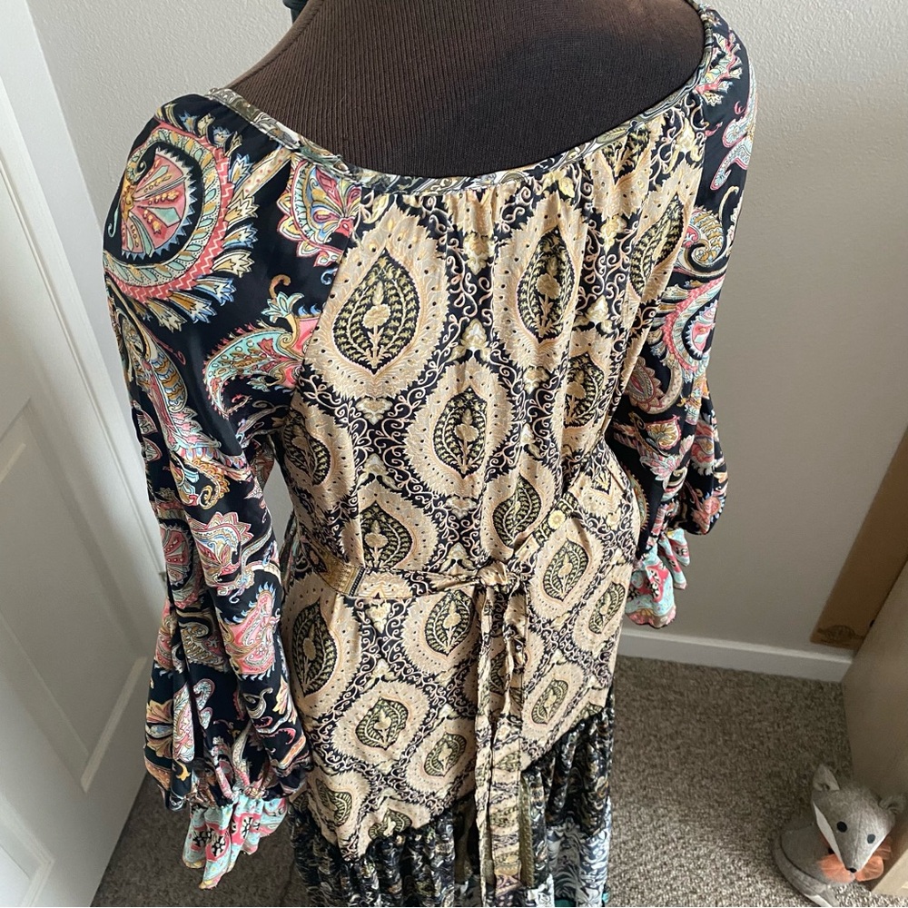 Karma Highway NWOT maxi dress, Boho, gypsy festival Paisley rich colors ruffle - Picture 10 of 16